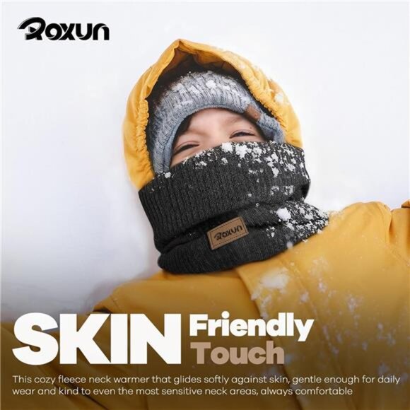 Light Blue Winter Neck Gaiter – Thick Fleece Ski Neck Warmer for Men/Women - Picture 6 of 8